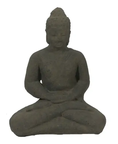 Product image of the product “Seated Buddha Borobudur, 18cm high, cast lava stone, antique finish ”